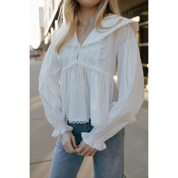 Reformation White Cotton Renna Blouse Top Size 2 - Picture 13 of 13